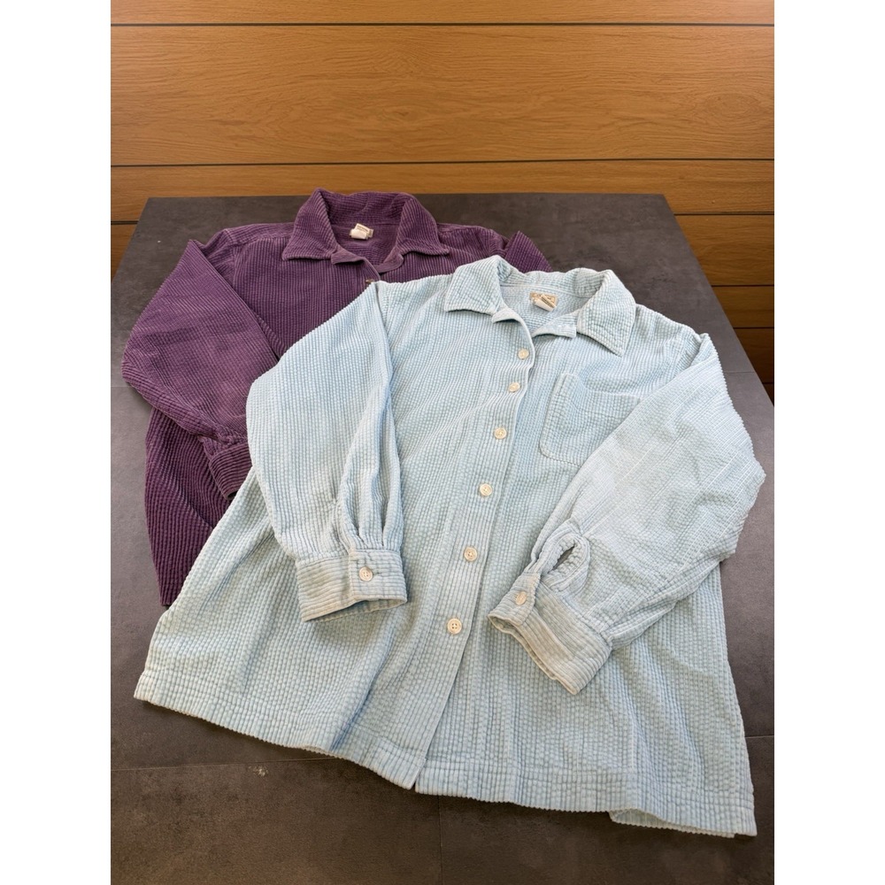 L.L. Bean Women's Lot of 2 Corduroy Button up Shackets Blue & Purple Size Med
